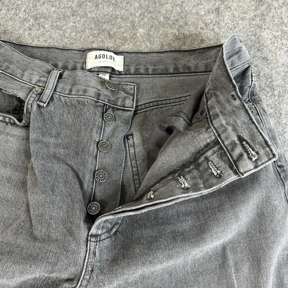 AGOLDE Riley Jeans 28 High Rise Straight Crop Inkjet Wash Grey 100% Cotton Ankle - Picture 6 of 11